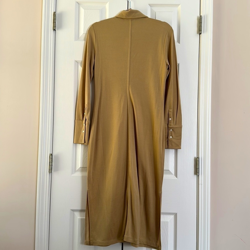 Banana Republic Tan Button-Front Midi Polo Shirt Dress Alegre - Picture 4 of 11